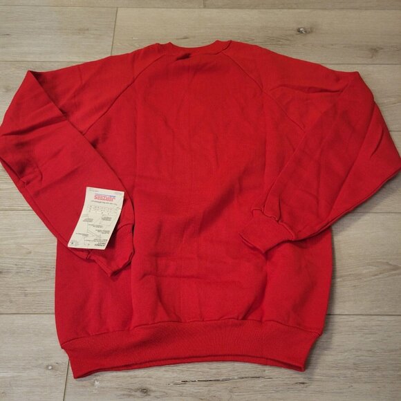 NOS Vtg Jerzees 90s Blank Red Crewneck Sweatshirt Size M 38-40 USA Made - Picture 4 of 5